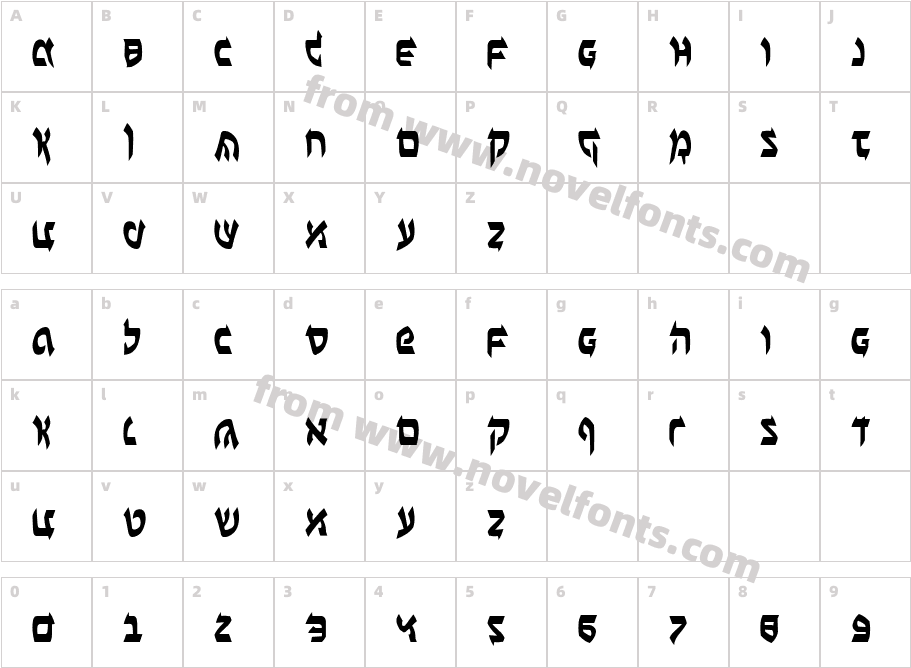 Ben-Zion CondensedCharacter Map