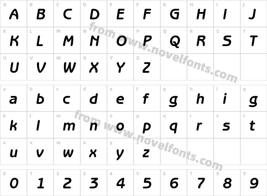 BenjaminGothic_Bold_ItalicCharacter Map