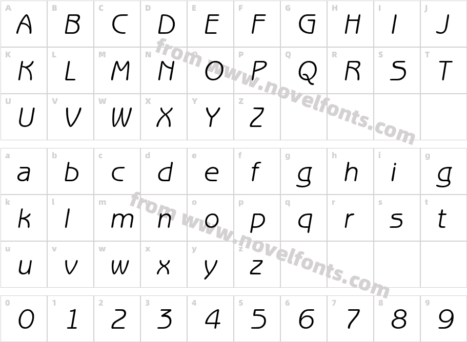 BenjaminSans-RegularItalic_6681Character Map