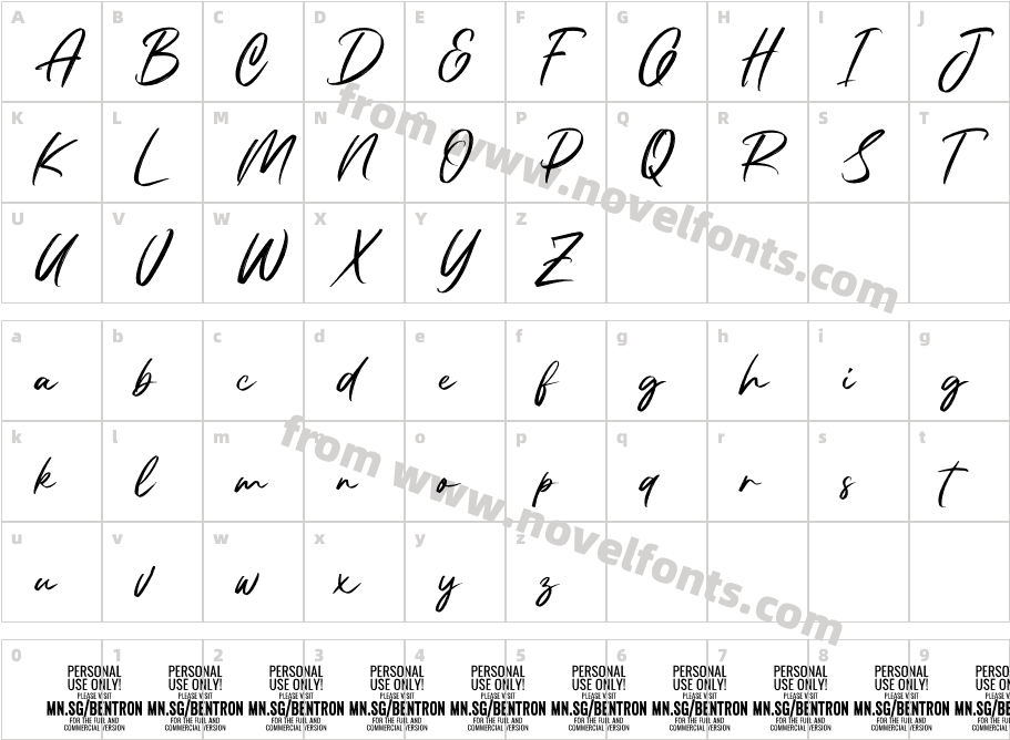 Bentron Calligraphic PERSONAL RegularCharacter Map