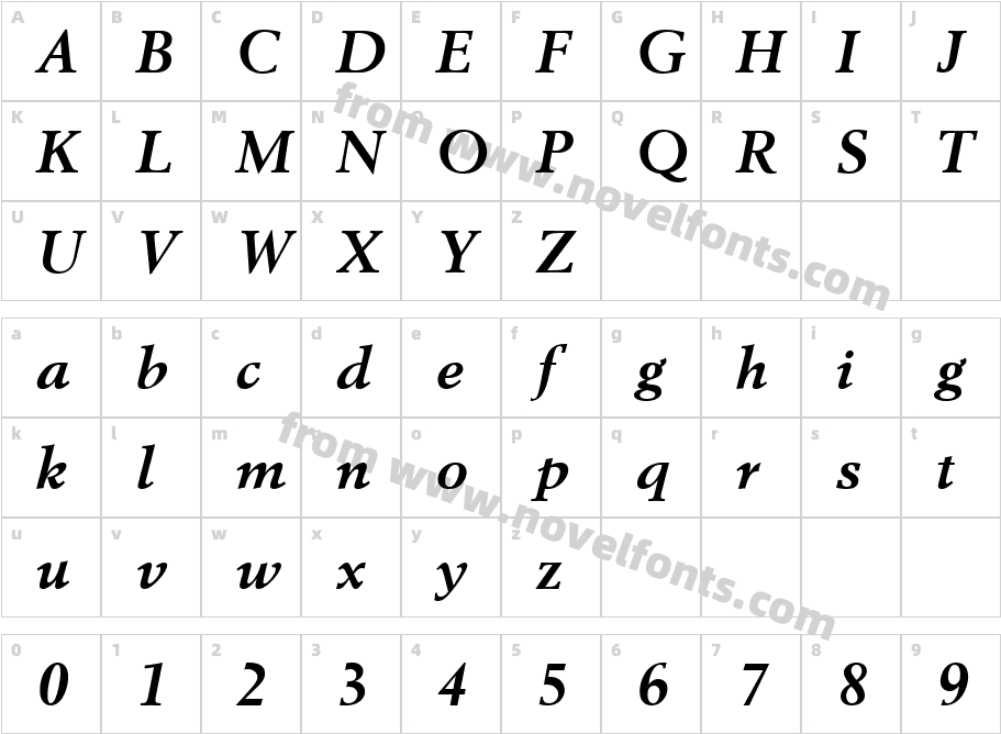 BerlingBold_ItalicCharacter Map