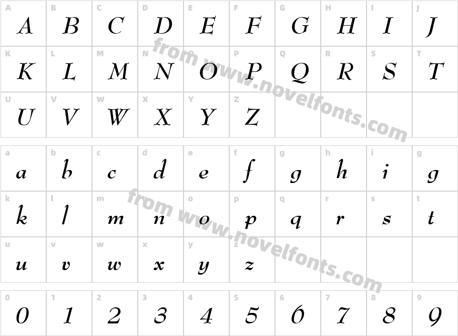 BernadetteBoldItalicCharacter Map