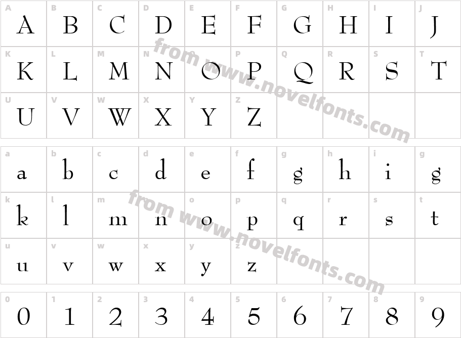 Bernhard Modern RomanCharacter Map