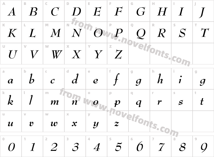 Bernhard Modern Std RomanCharacter Map