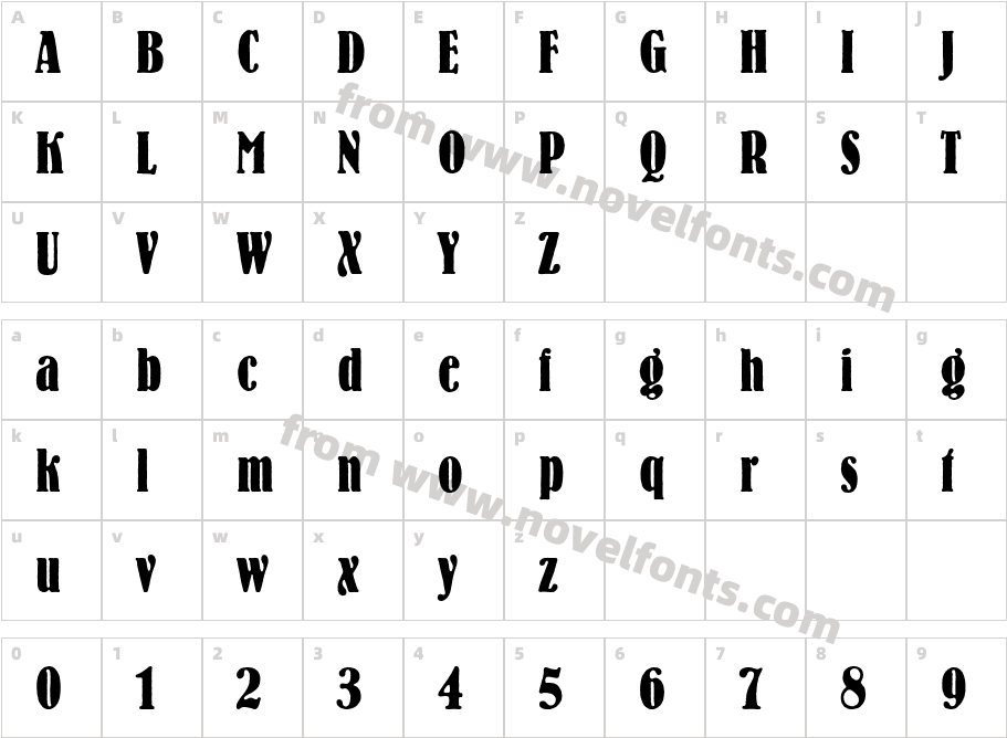 Bernhard Std Bold CondensedCharacter Map