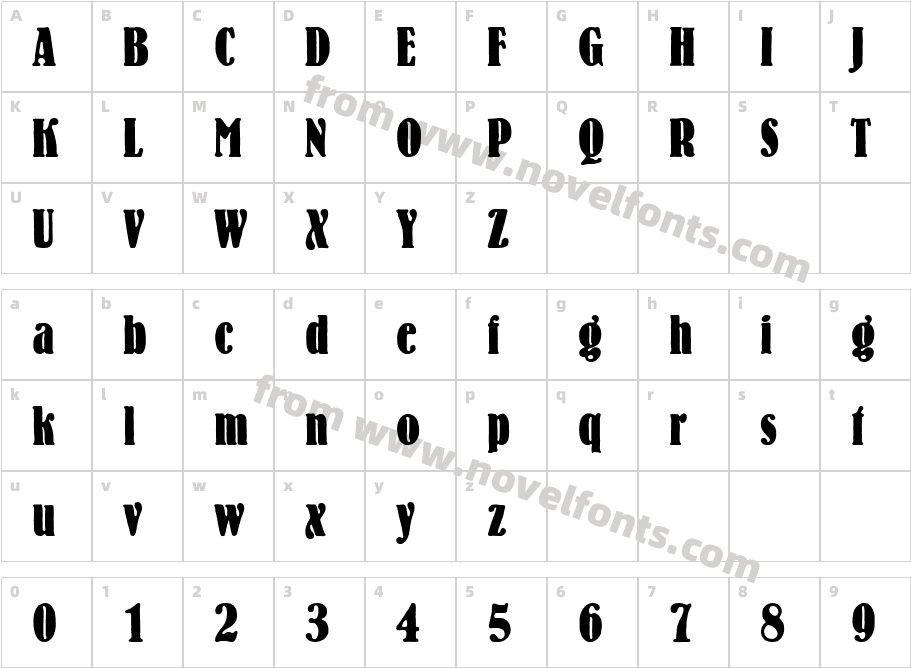 BernhardCondensed DBCharacter Map