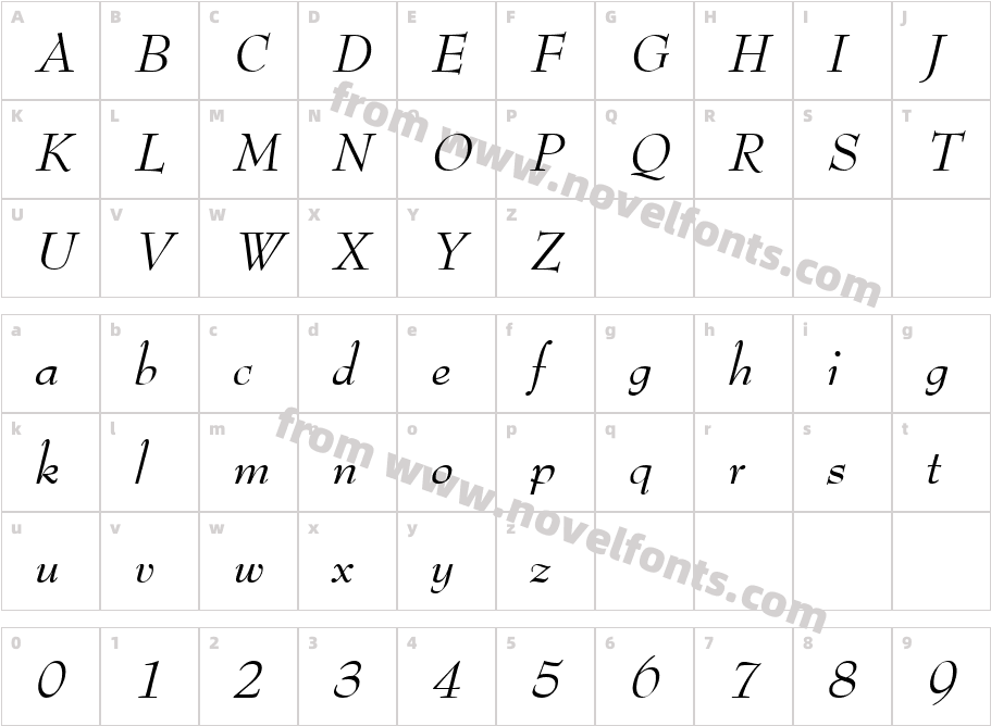 BernhardModern-ItalicCharacter Map