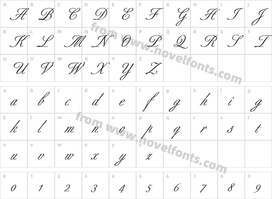 Berthold Script RegularCharacter Map