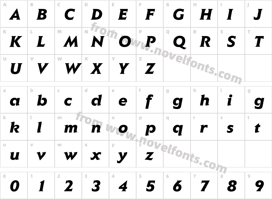 Elan ITC Std Black ItalicCharacter Map