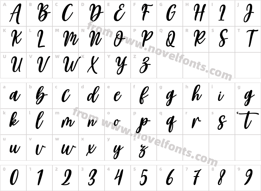 BestYoungladyScriptSlant-ItalicCharacter Map