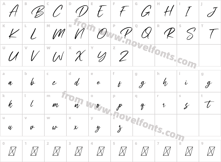 BestonFree-ItalicCharacter Map