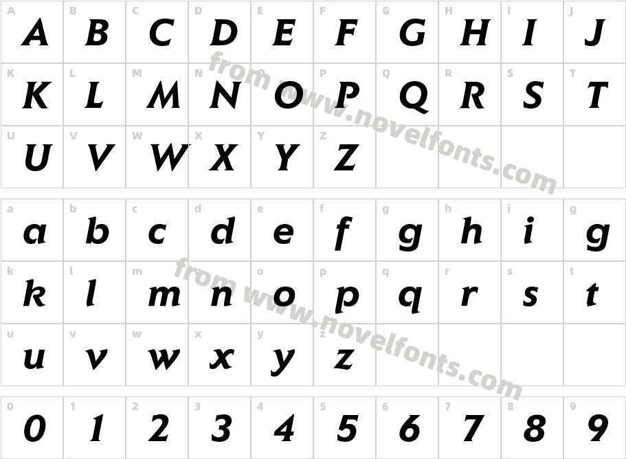 ElanBQ-BoldItalicCharacter Map