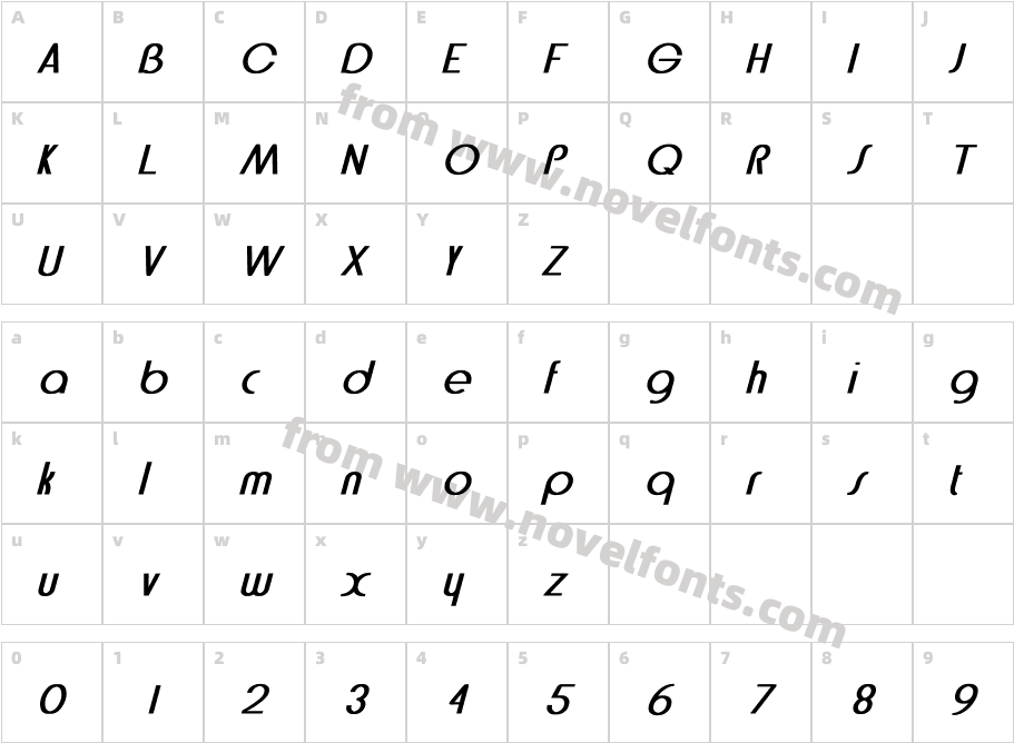 Bethel_Bold_ItalicCharacter Map