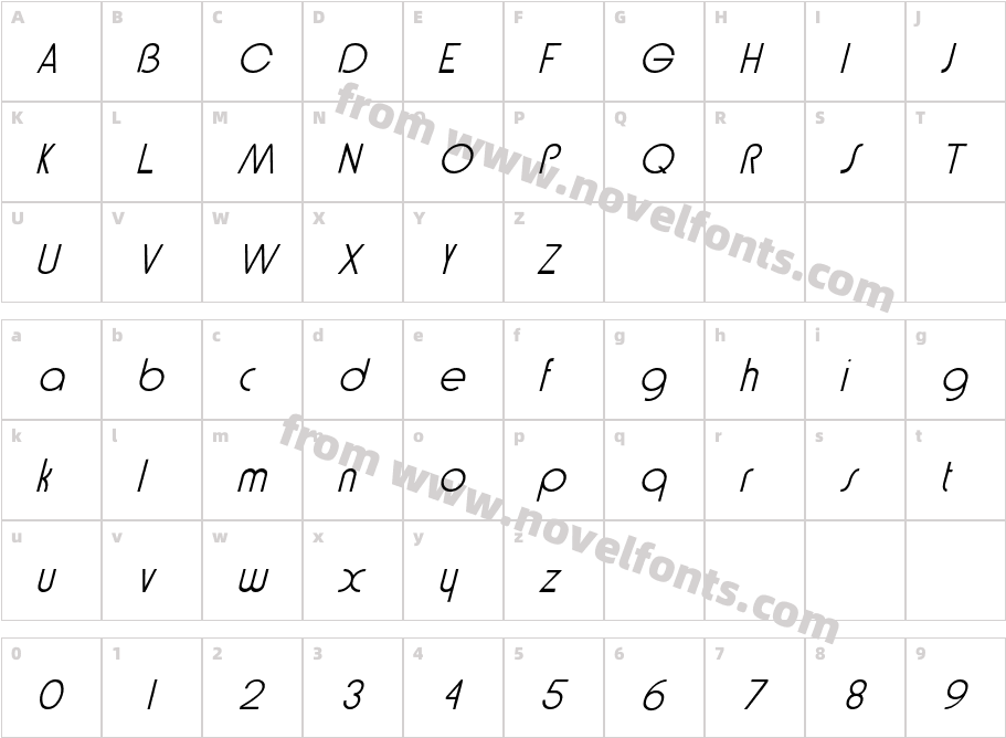 Bethel_ItalicCharacter Map