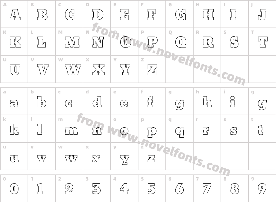 Beton P OT OutlineCharacter Map