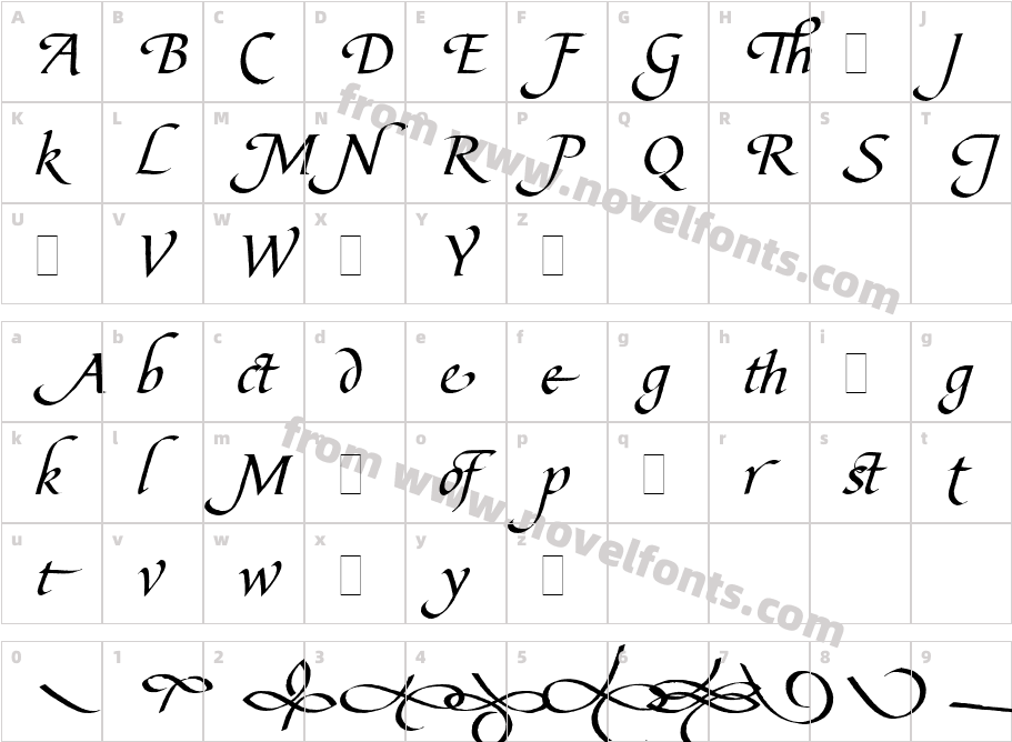 Bible Script Flourishes LETCharacter Map