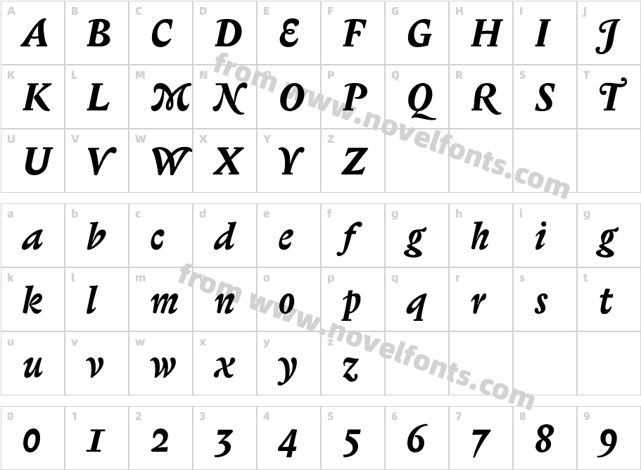 BiblonOT-BoldItalicCharacter Map