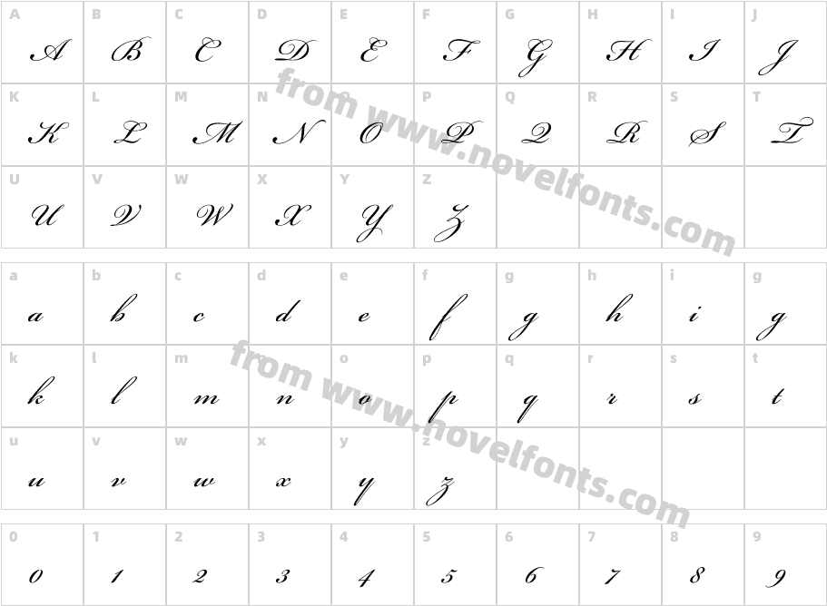 Bickham Script 400Character Map