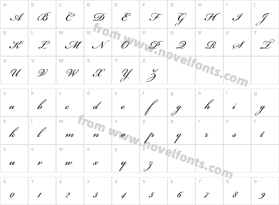 Bickham Script ItcCharacter Map