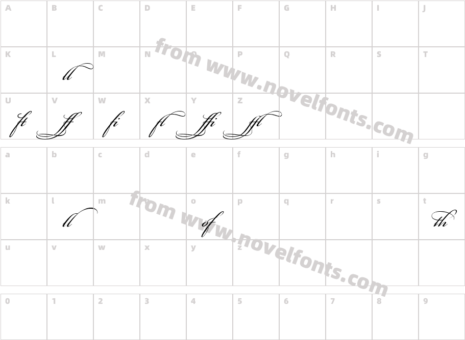 Bickham Script LigaturesCharacter Map