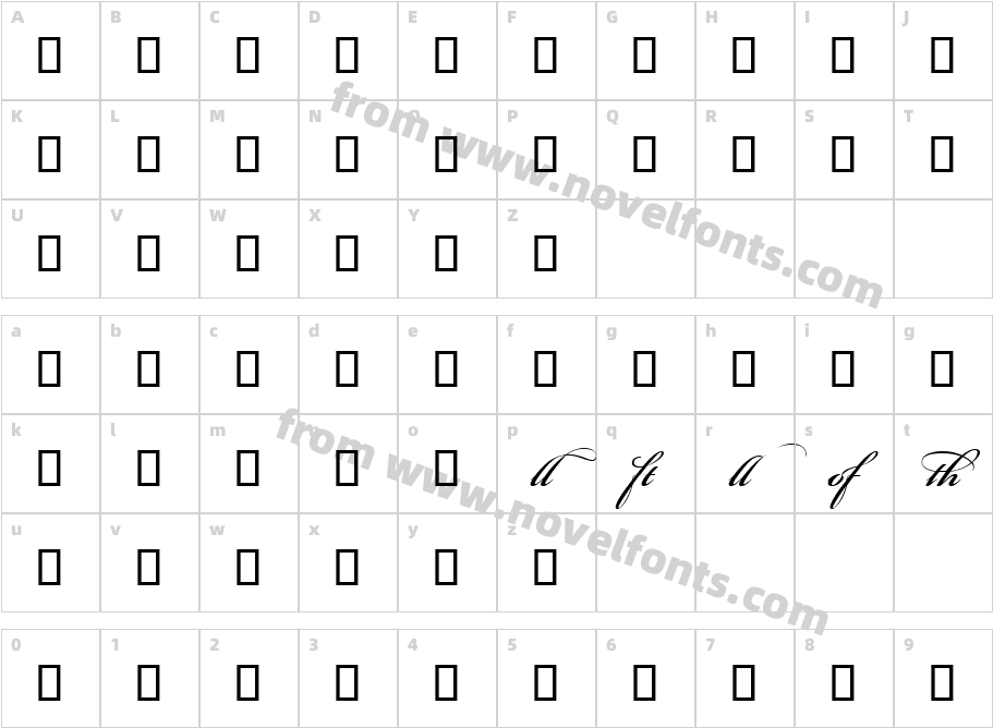 Bickham Script MM LigCharacter Map