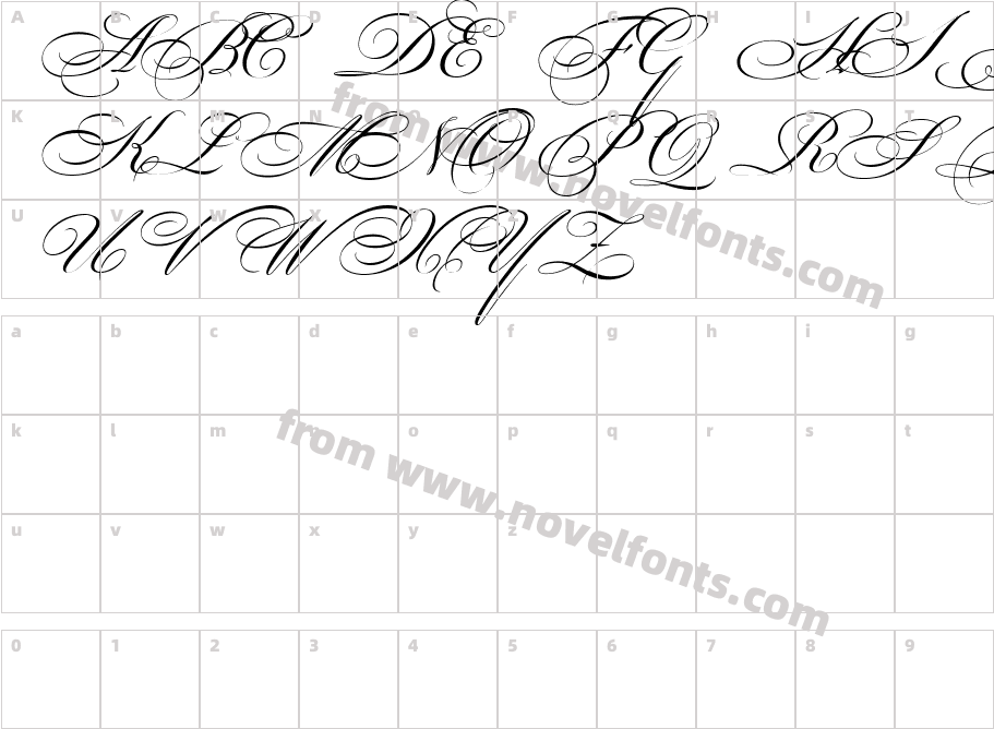 Bickham Script MM Sw Caps 600Character Map