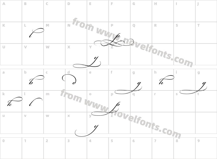 Bickham ScriptCharacter Map