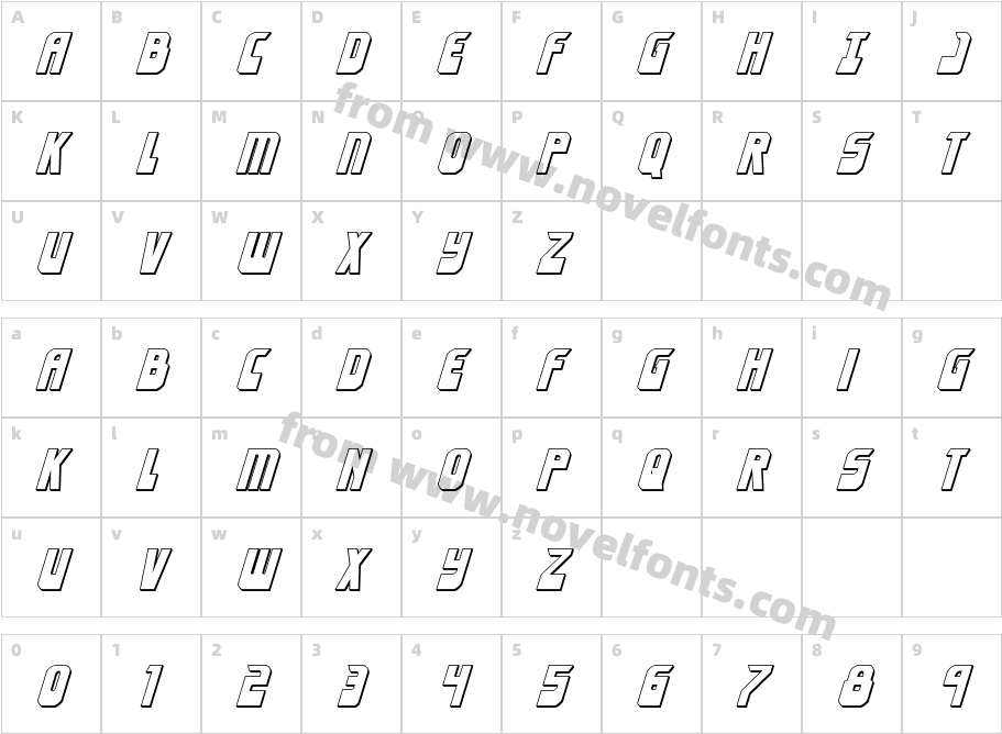 Eldebaran 3D ItalicCharacter Map