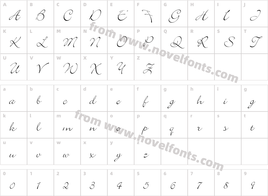 Bickley Script (F backwards)Character Map