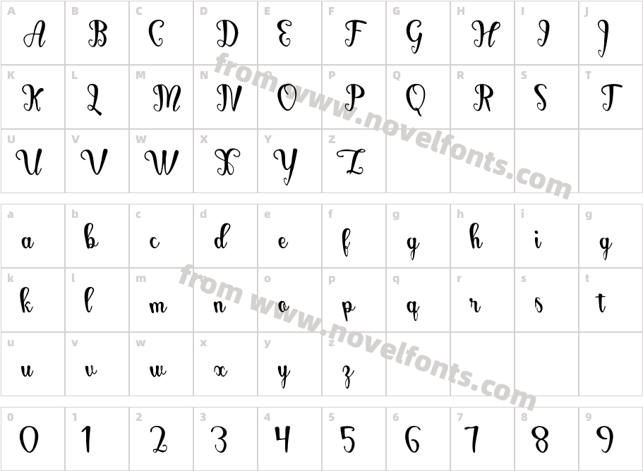 Biderson RegularCharacter Map