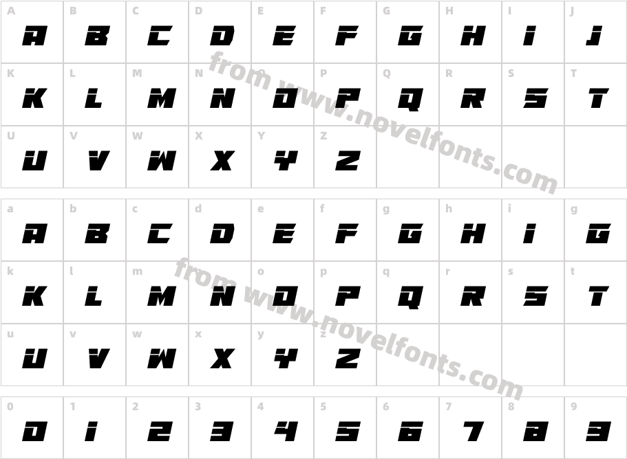 Big Bangs ItalicCharacter Map