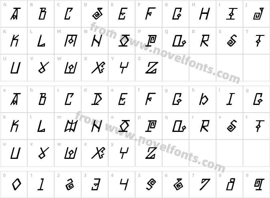 Elder Magic ItalicCharacter Map