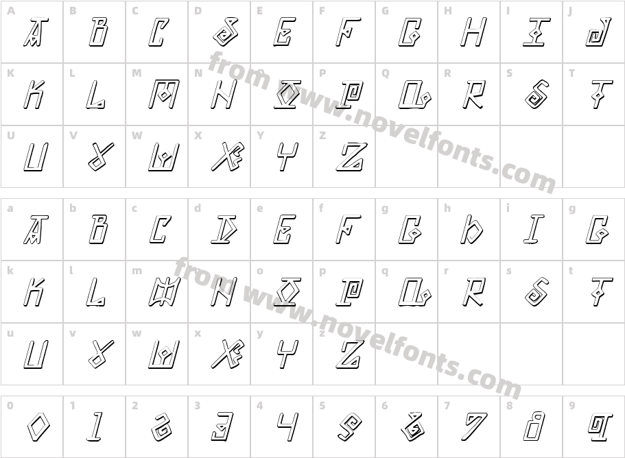 Elder Magic Shadow ItalicCharacter Map