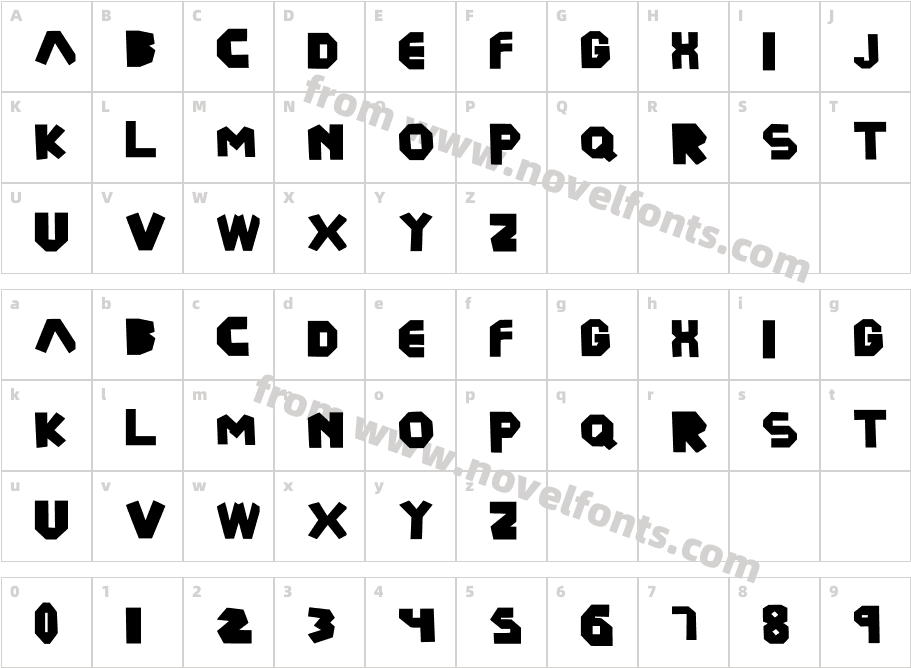 Billetina RegularCharacter Map