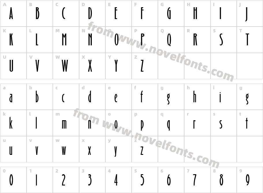 Binner Gothic MTCharacter Map