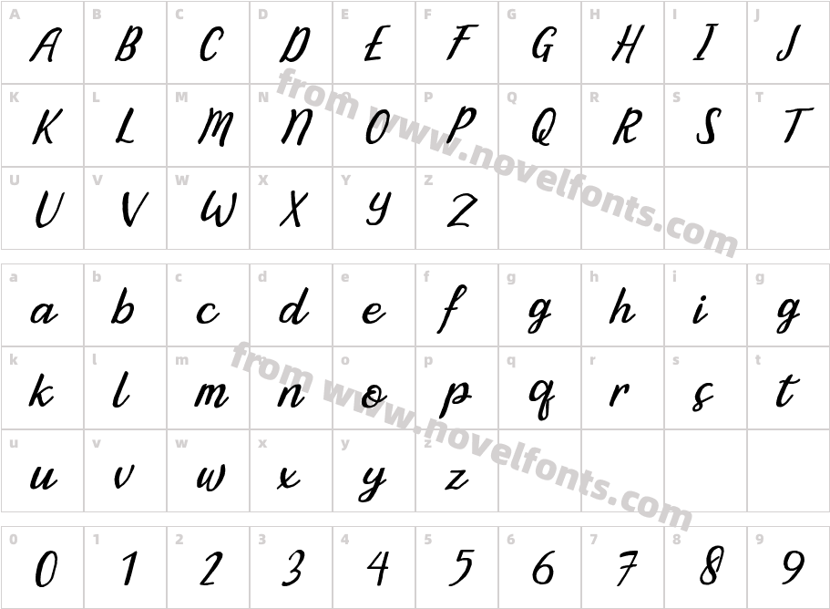 Bintar-ItalicCharacter Map