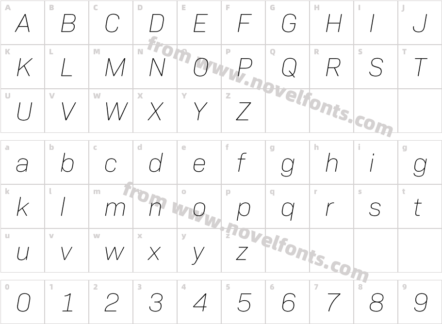 Bio Sans Soft-ExtraLightItalicCharacter Map