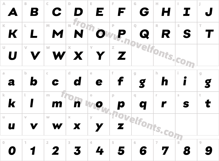 Biofolio Ultimate Black ItalicCharacter Map