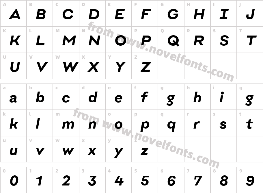 Biofolio Ultimate Bold ItalicCharacter Map