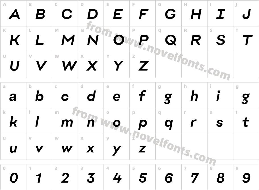 Biofolio Ultimate SemiBold ItalicCharacter Map