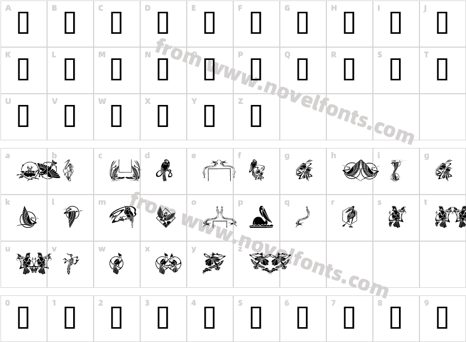 Bird Stencil DesignCharacter Map