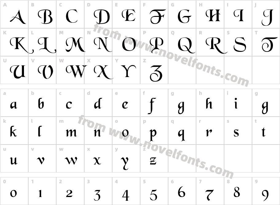 BlackChanceryCharacter Map