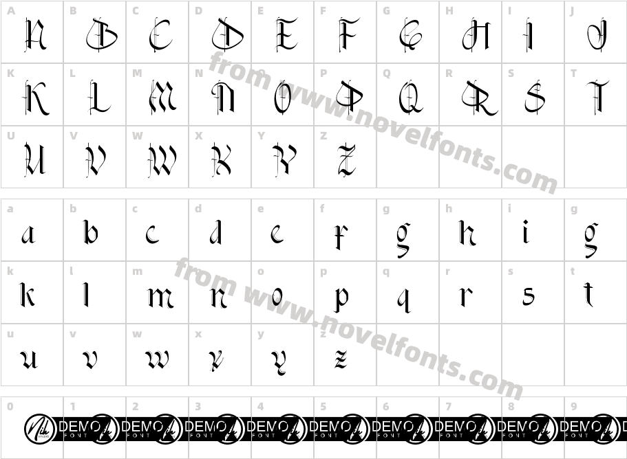 BlackGothicsDemoRegularCharacter Map