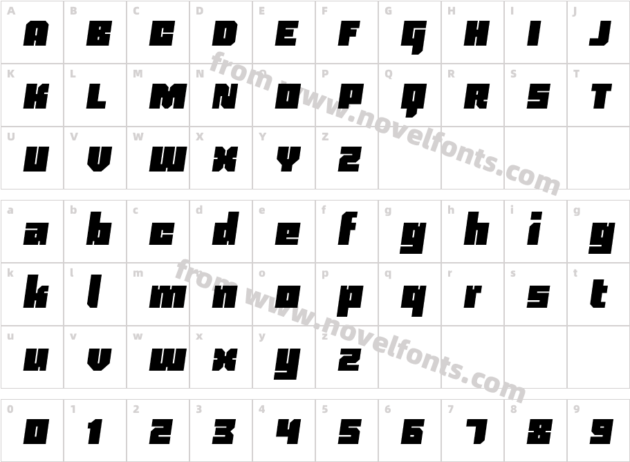 Blackentina4F-ItalicCharacter Map