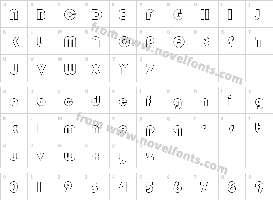 Blippo Becker OutlineCharacter Map