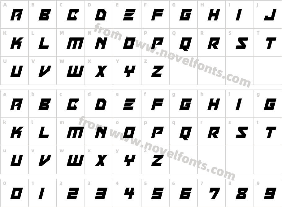 Electron Pulse ItalicCharacter Map