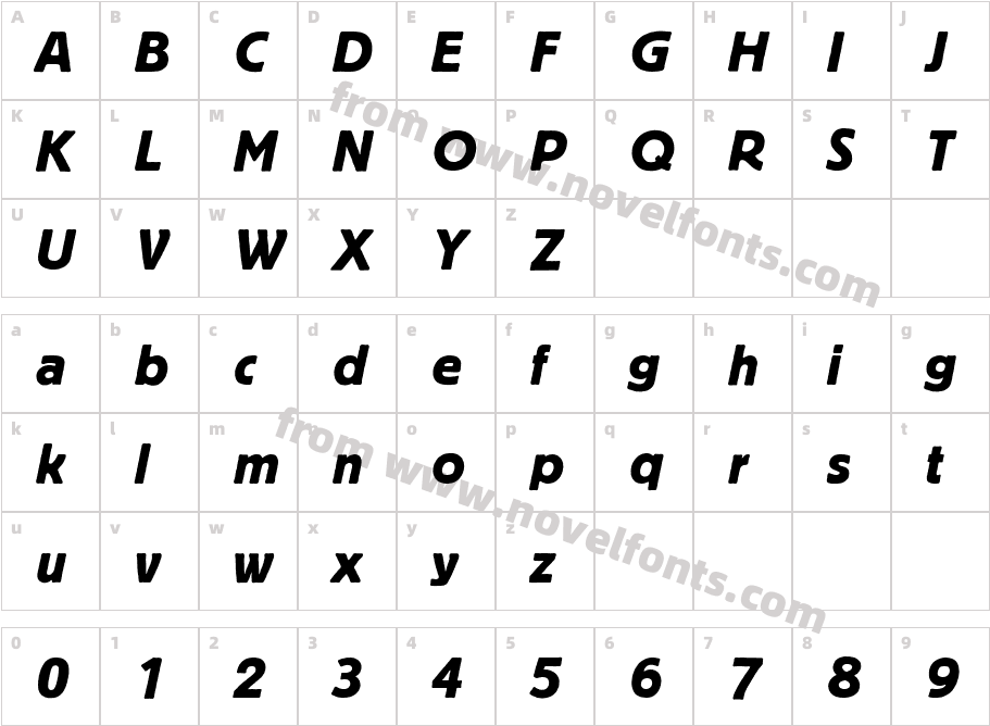 BlockBertholdItalicCharacter Map