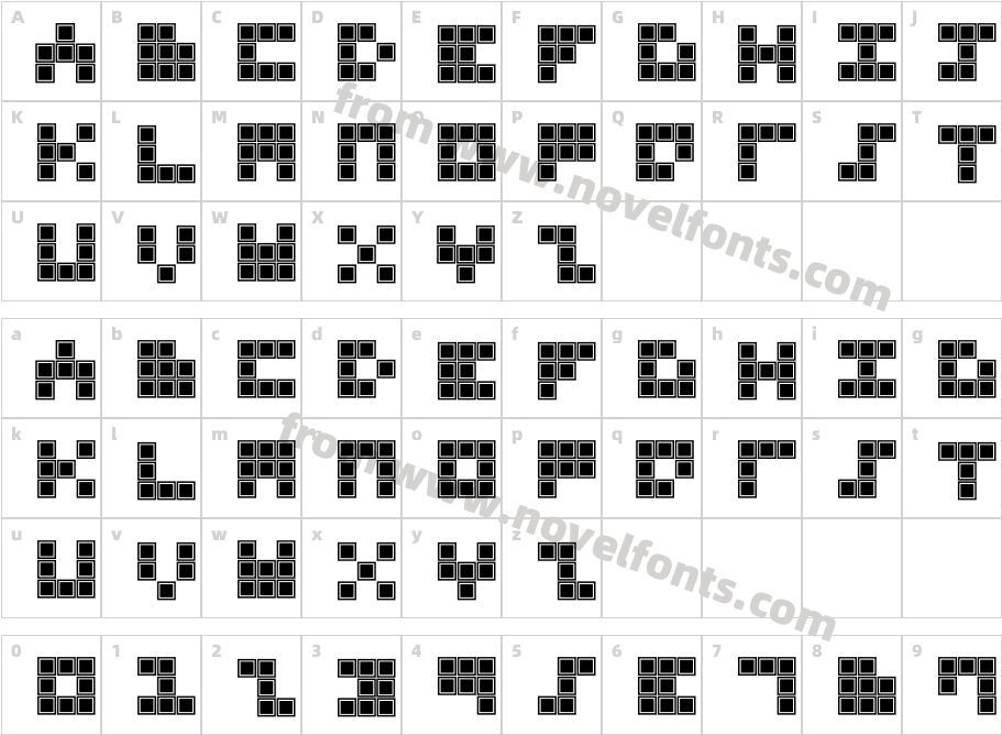 Blocky OutlinedCharacter Map