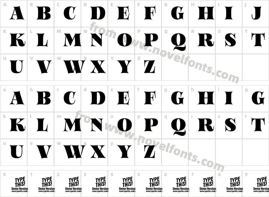 Bloemche All Caps Black TrialCharacter Map