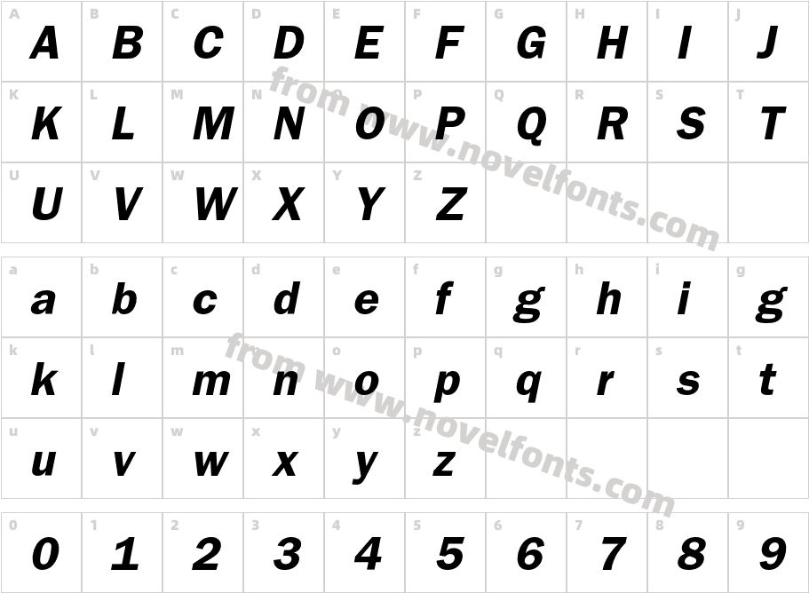 BloknotC-BoldItalicCharacter Map